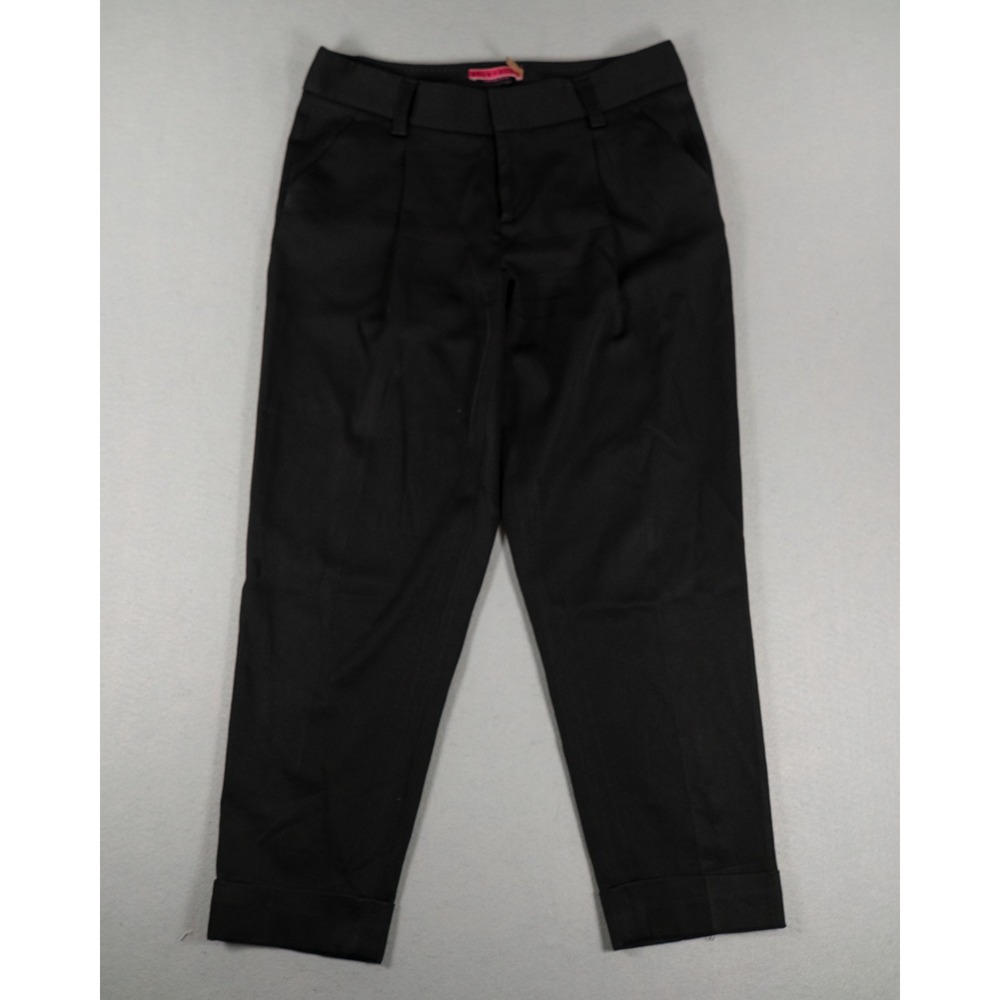 Alice + Olivia Womens Tapered Pleated Cuffed Trousers Black Size 6 Acetate Blend